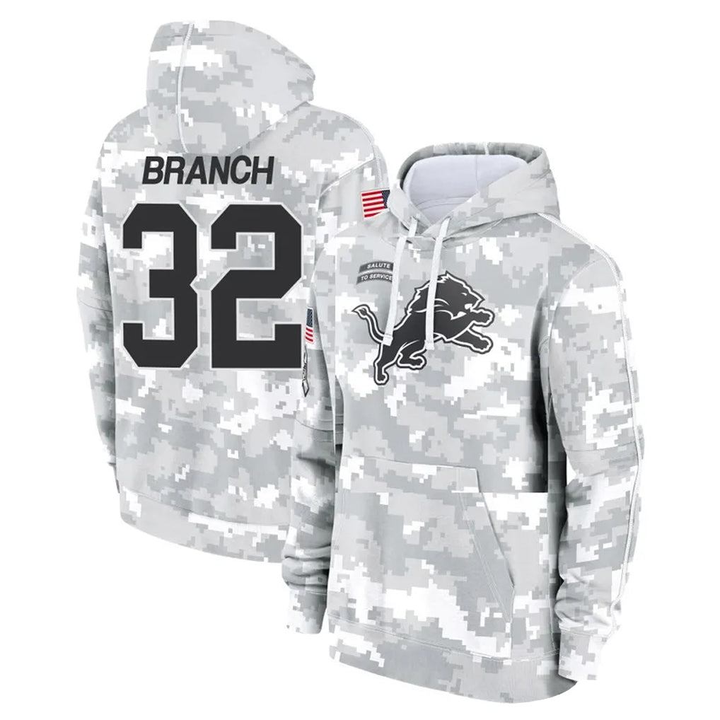 Parkc D.Lions #32 Brian Branch Player Arctic Camo Salute to Service Hoodies Limited Game Stitched Jerseys