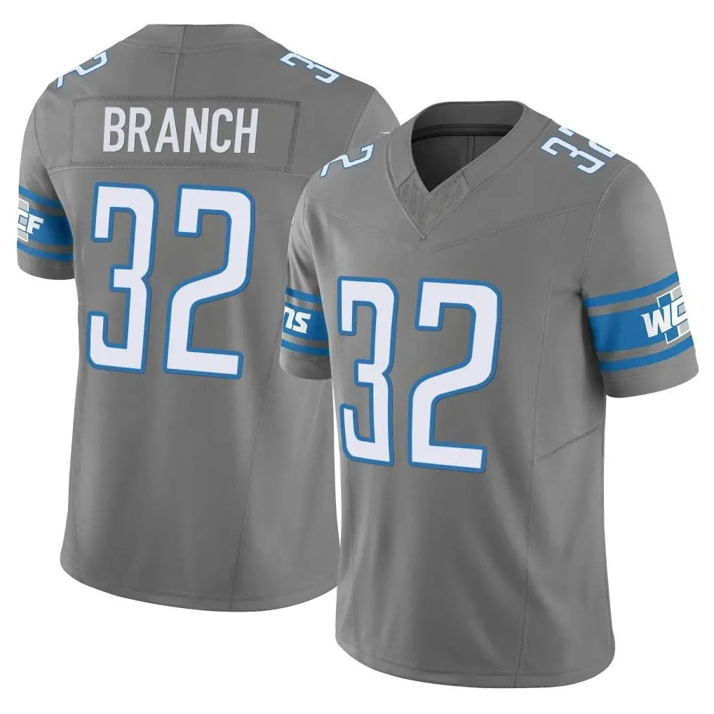 Parkc D.Lions #32 Brian Branch Player Gray Vapor F.U.S.E. Limited Home Game Stitched Jerseys