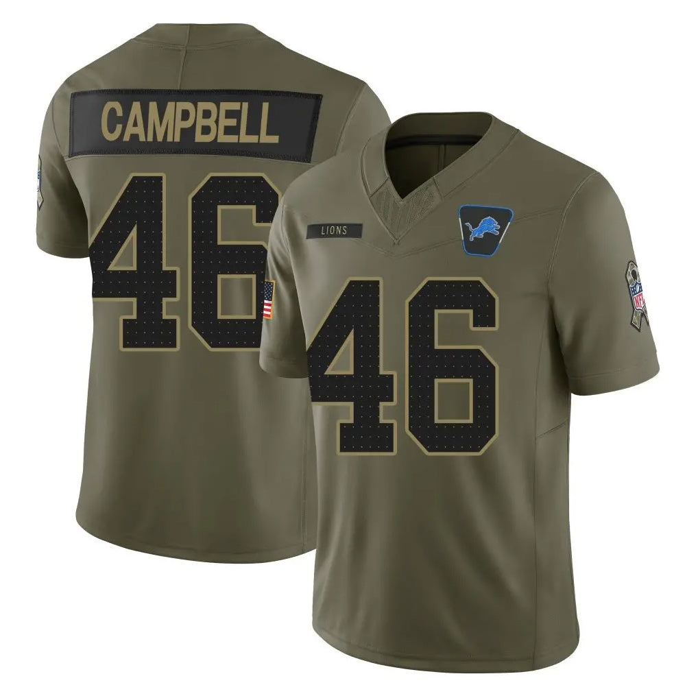 Parkc D.Lions #46 Jack Campbell Player Olive 2025 Salute To Service Limited Home Game Stitched Jerseys