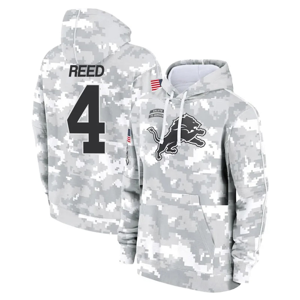 Parkc D.Lions #4 D.J. Reed Player Arctic Camo Salute to Service Hoodies Limited Game Stitched Jerseys