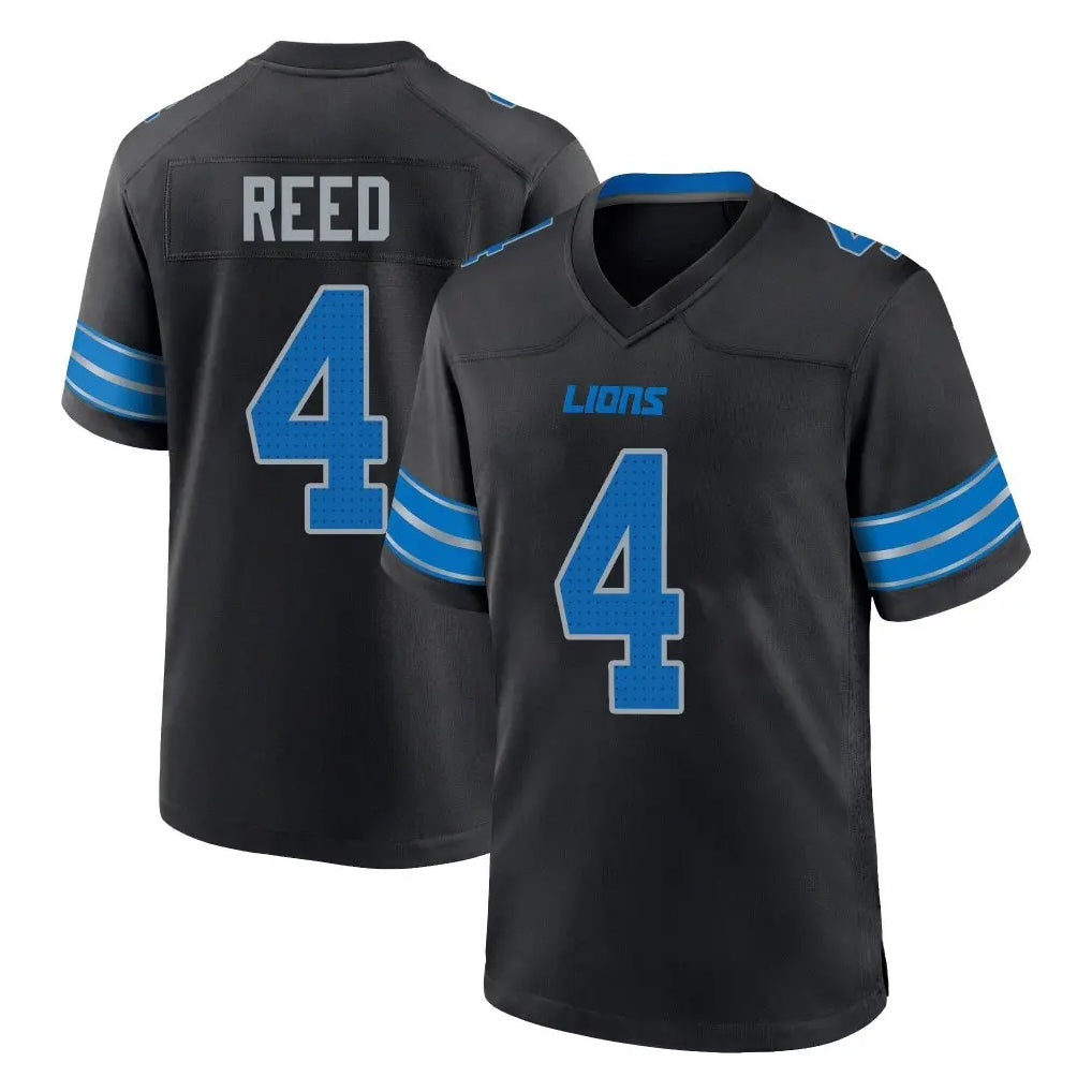 Parkc D.Lions #4 D.J. Reed Player Black Alternate Home Game Stitched Jerseys