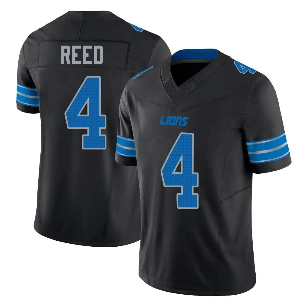 Parkc D.Lions #4 D.J. Reed Player Black Alternate Vapor F.U.S.E. Limited Home Game Stitched Jerseys