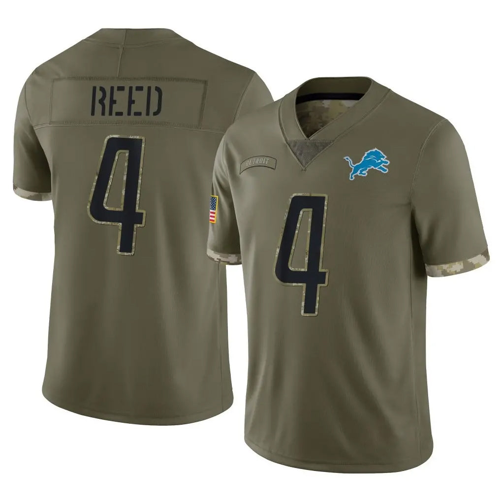 Parkc D.Lions #4 D.J. Reed Player Olive Salute To Service Limited Stitched Jerseys