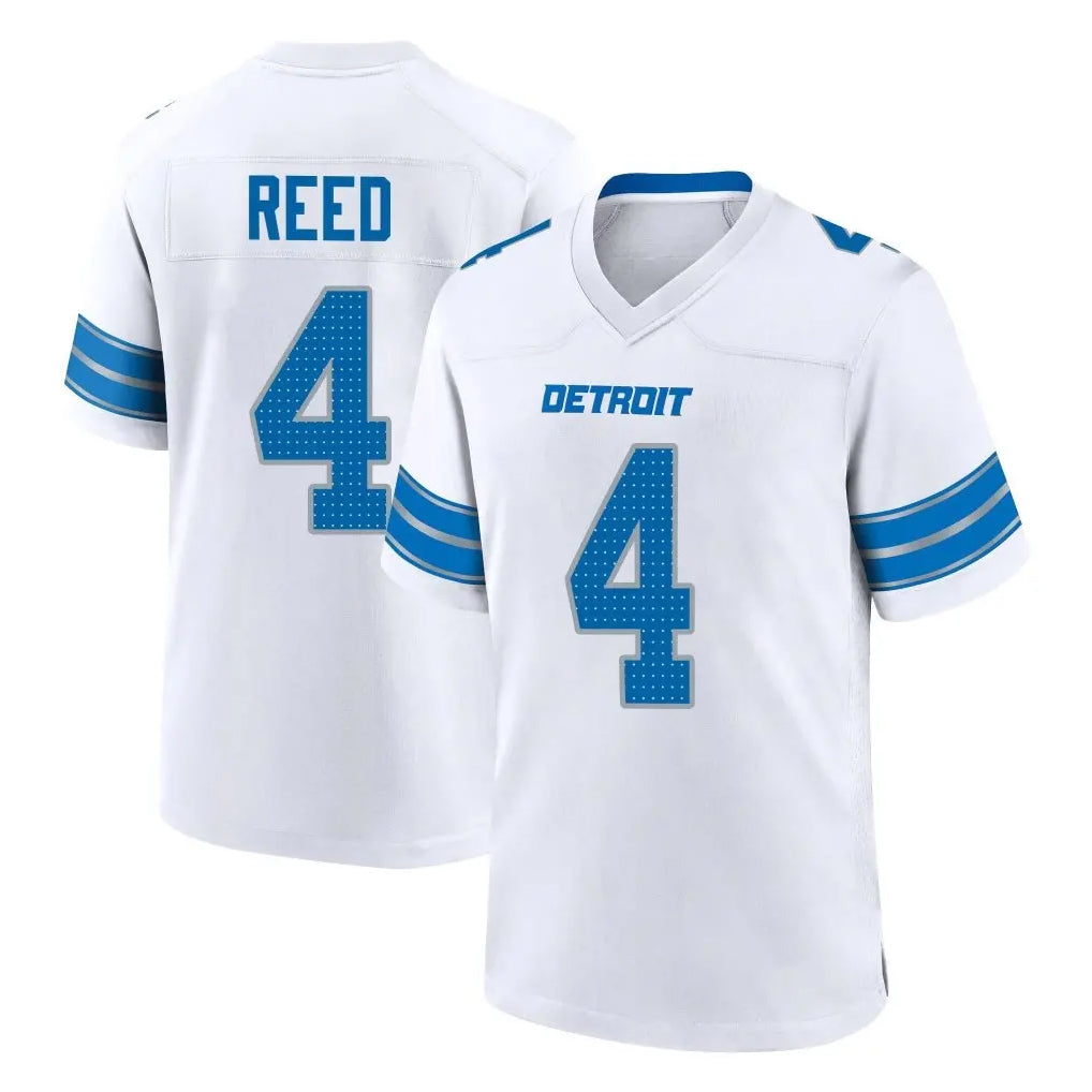 Parkc D.Lions #4 D.J. Reed Player White Alternate Home Game Stitched Jerseys