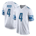 Parkc D.Lions #4 D.J. Reed Player White Home Game Stitched Jerseys