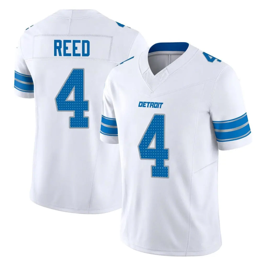 Parkc D.Lions #4 D.J. Reed Player White Limited Vapor F.U.S.E. Alternate Home Game Stitched Jerseys