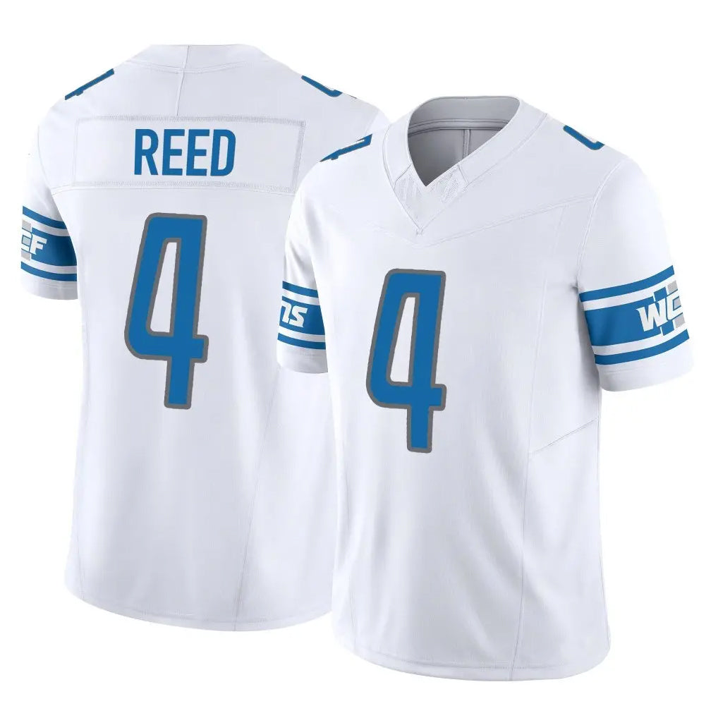 Parkc D.Lions #4 D.J. Reed Player White Vapor F.U.S.E. Limited Home Game Stitched Jerseys