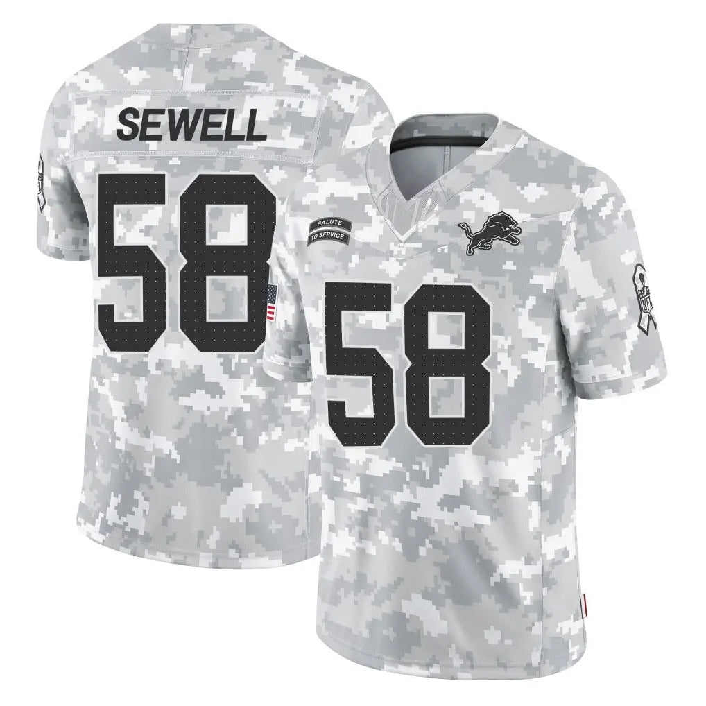 Parkc D.Lions #58 Penei Sewell Player Arctic Camo Salute To Service Limited Stitched Jerseys