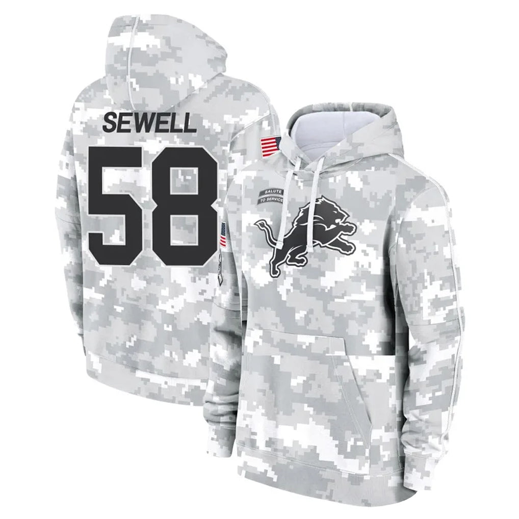 Parkc D.Lions #58 Penei Sewell Player Arctic Camo Salute to Service Hoodies Limited Game Stitched Jerseys