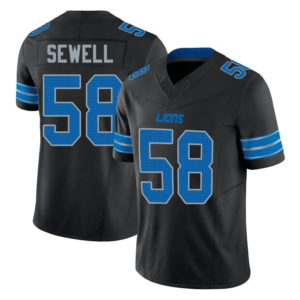 Parkc D.Lions #58 Penei Sewell Player Black Alternate Vapor F.U.S.E. Limited Home Game Stitched Jerseys