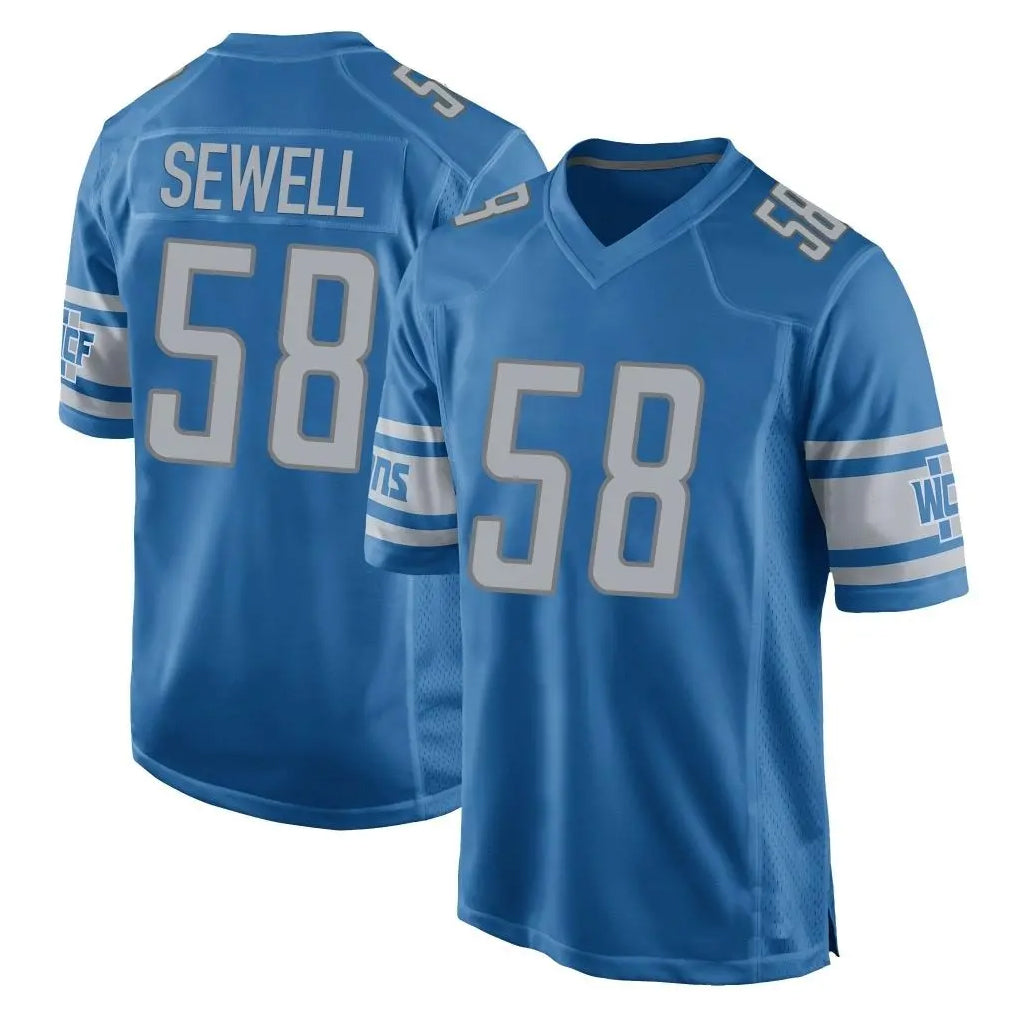 Parkc D.Lions #58 Penei Sewell Player Blue Home Game Stitched Jerseys