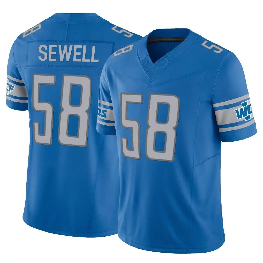 Parkc D.Lions #58 Penei Sewell Player Blue Vapor F.U.S.E. Limited Home Game Stitched Jerseys