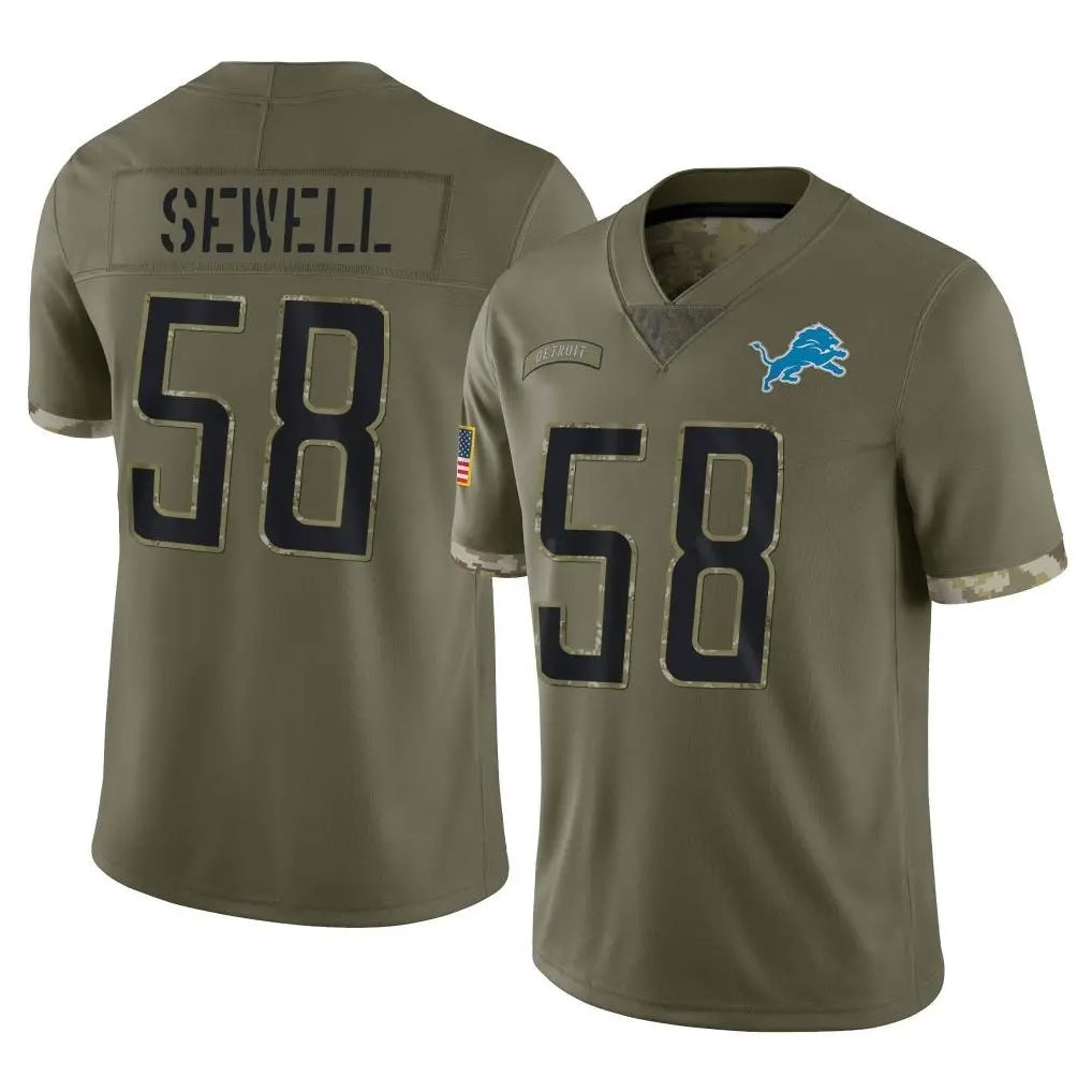 Parkc D.Lions #58 Penei Sewell Player Olive Salute To Service Limited Stitched Jerseys
