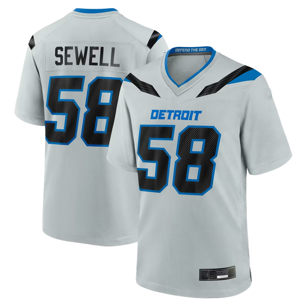 Parkc D.Lions #58 Penei Sewell Silver 2026 Rivalries Collection Game Stitched Jerseys