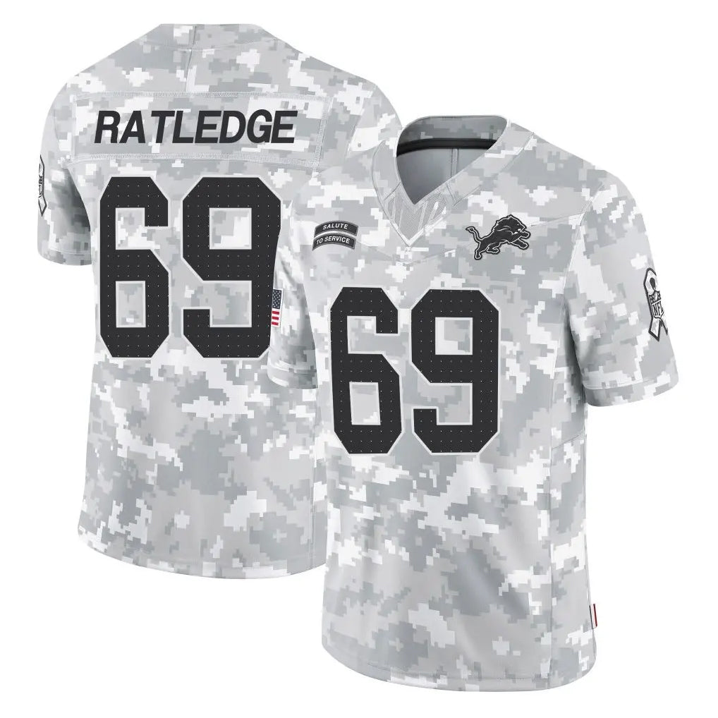 Parkc D.Lions #69 Tate Ratledge Player Arctic Camo Salute To Service Limited Stitched Jerseys