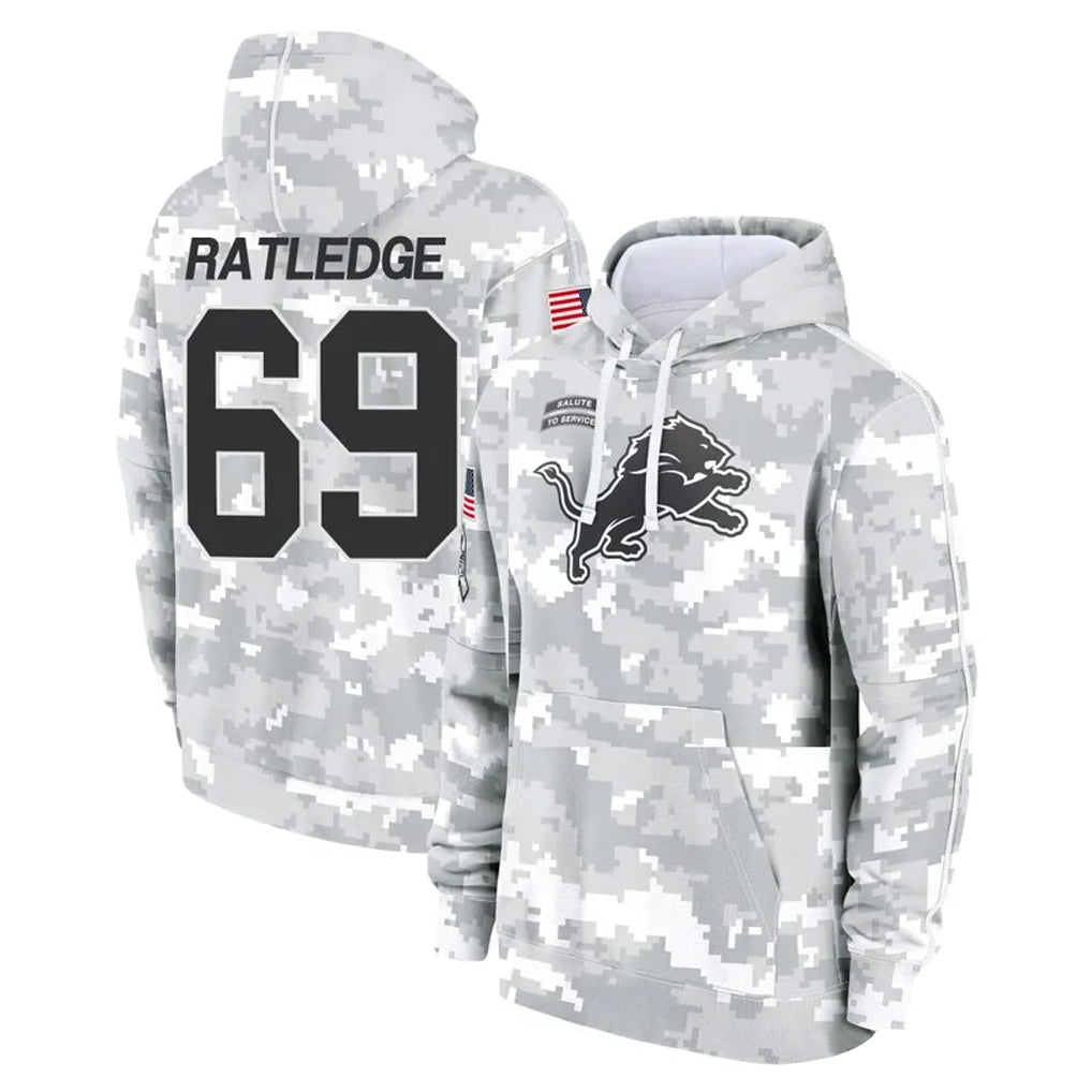 Parkc D.Lions #69 Tate Ratledge Player Arctic Camo Salute to Service Hoodies Limited Game Stitched Jerseys