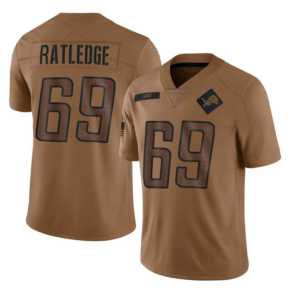 Parkc D.Lions #69 Tate Ratledge Player Brown Salute To Service Limited Stitched Jerseys