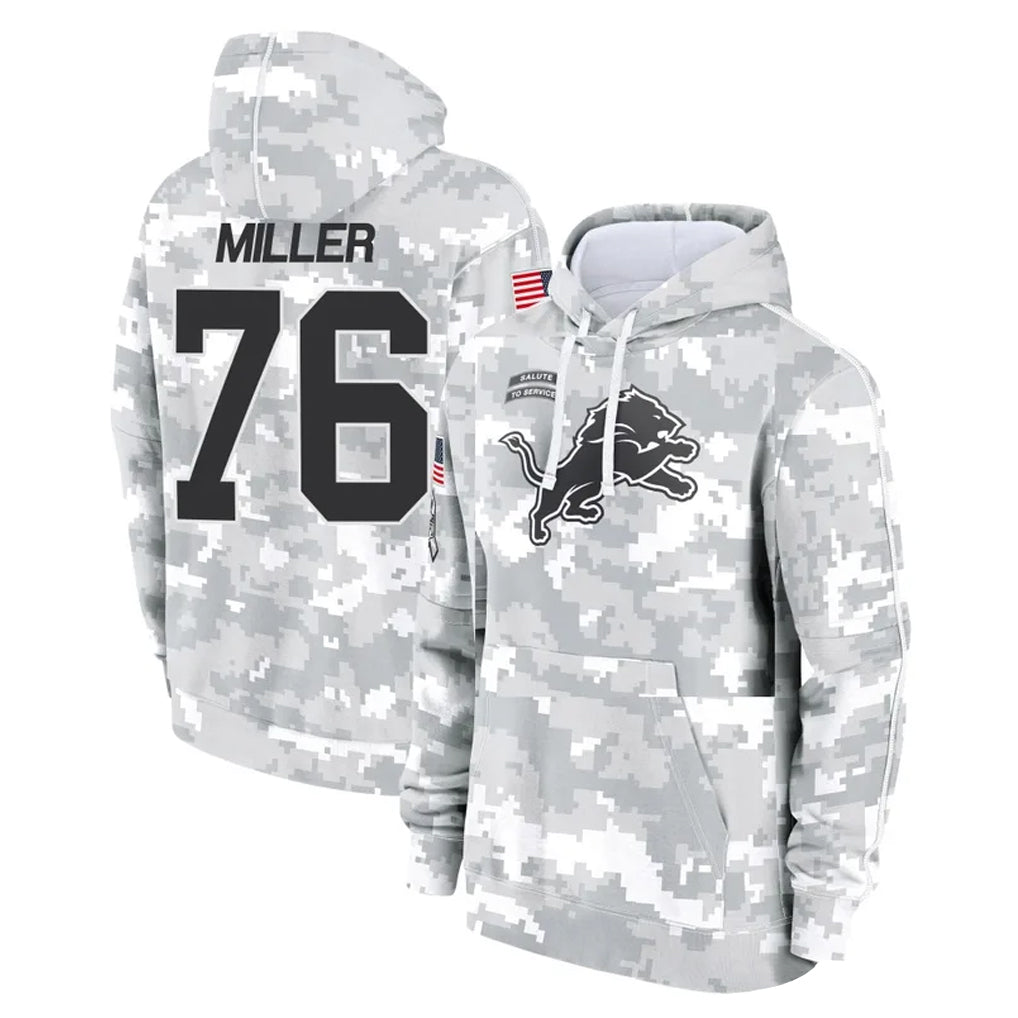 Parkc D.Lions #76 Blake Miller Player Arctic Camo Salute to Service Hoodies Limited Game Stitched Jerseys