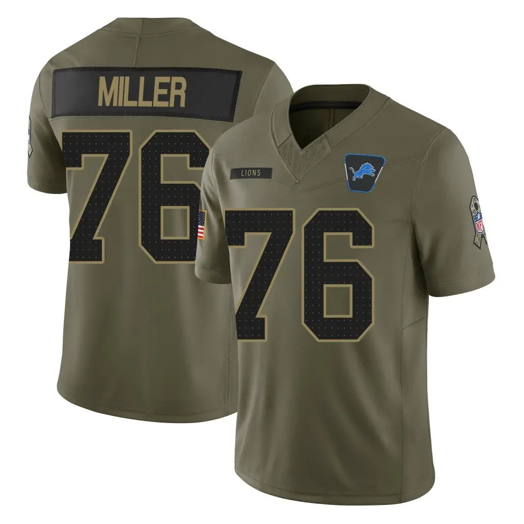 Parkc D.Lions #76 Blake Miller Player Olive 2025 Salute To Service Limited Home Game Stitched Jerseys