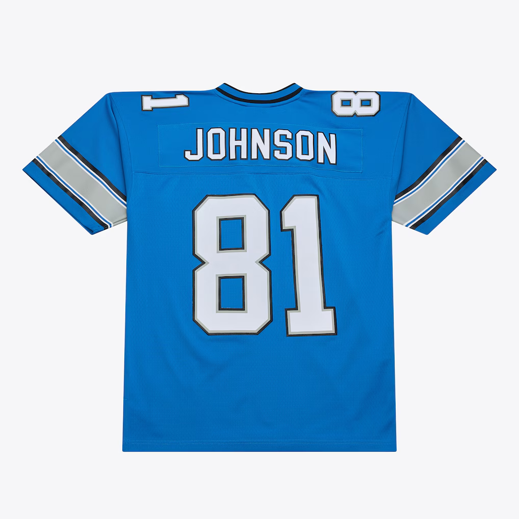 Parkc D.Lions #81 Calvin Johnson Mitchell & Ness Blue 2007 Legacy Replica JerseyStitched Puhic Game Jerseys