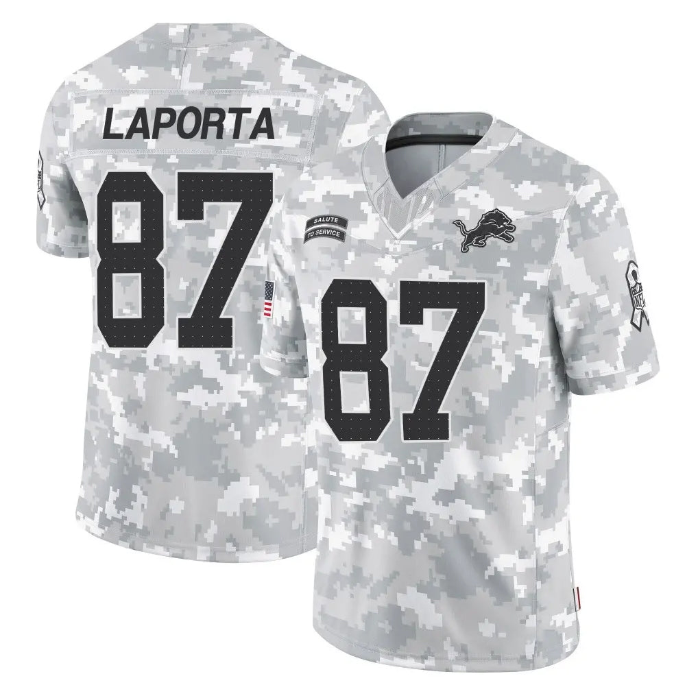 Parkc D.Lions #87 Sam LaPorta Player Arctic Camo Salute To Service Limited Stitched Jerseys