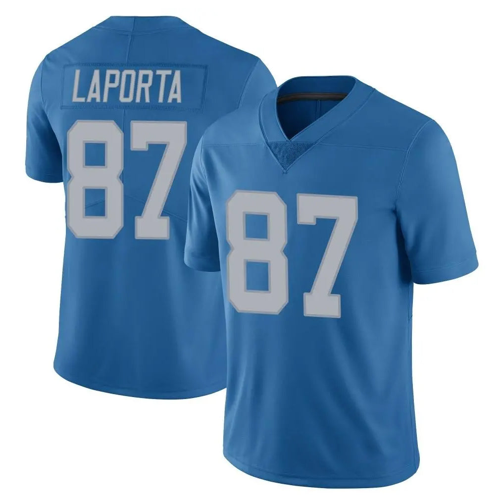 Parkc D.Lions #87 Sam LaPorta Player Blue Limited Throwback Vapor Untouchable Stitched Jerseys