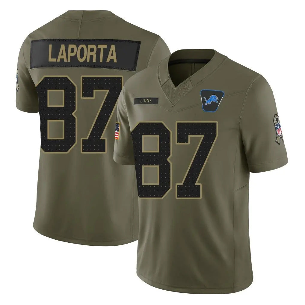 Parkc D.Lions #87 Sam LaPorta Player Olive 2025 Salute To Service Limited Home Game Stitched Jerseys