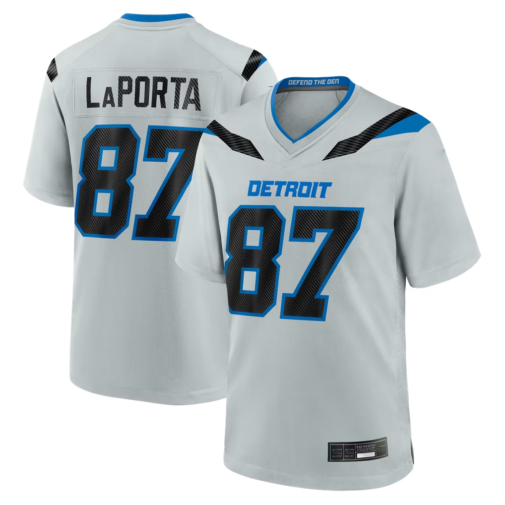 Parkc D.Lions #87 Sam LaPorta Silver 2026 Rivalries Collection Game Stitched Jerseys