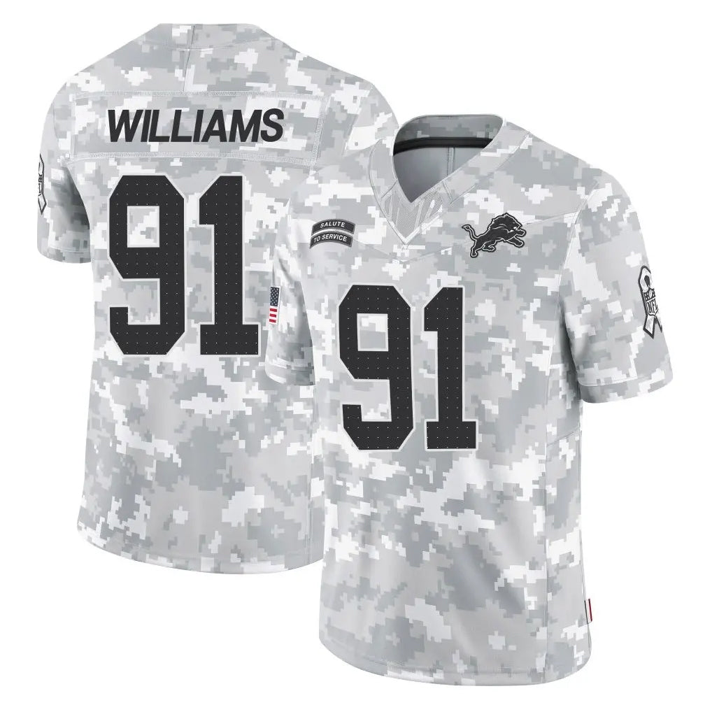 Parkc D.Lions #91 Tyleik Williams Player Arctic Camo Salute To Service Limited Stitched Jerseys