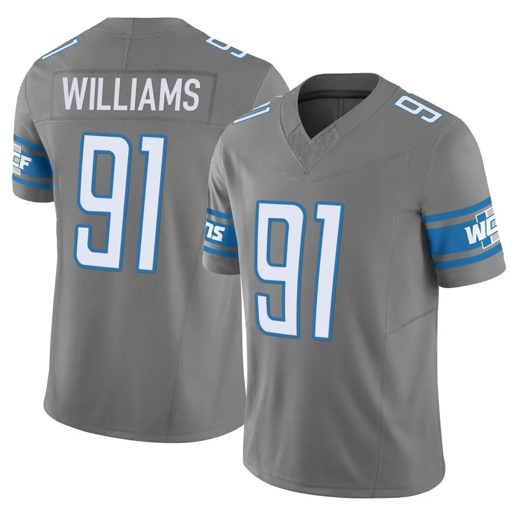 Parkc D.Lions #91 Tyleik Williams Player Gray Vapor F.U.S.E. Limited Home Game Stitched Jerseys