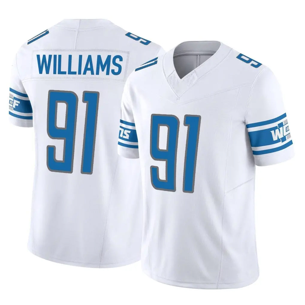 Parkc D.Lions #91 Tyleik Williams Player White Vapor F.U.S.E. Limited Home Game Stitched Jerseys