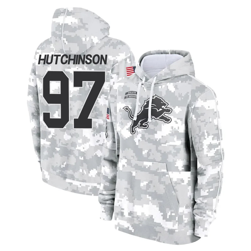 Parkc D.Lions #97 Aidan Hutchinson Player Arctic Camo Salute to Service Hoodies Limited Game Stitched Jerseys