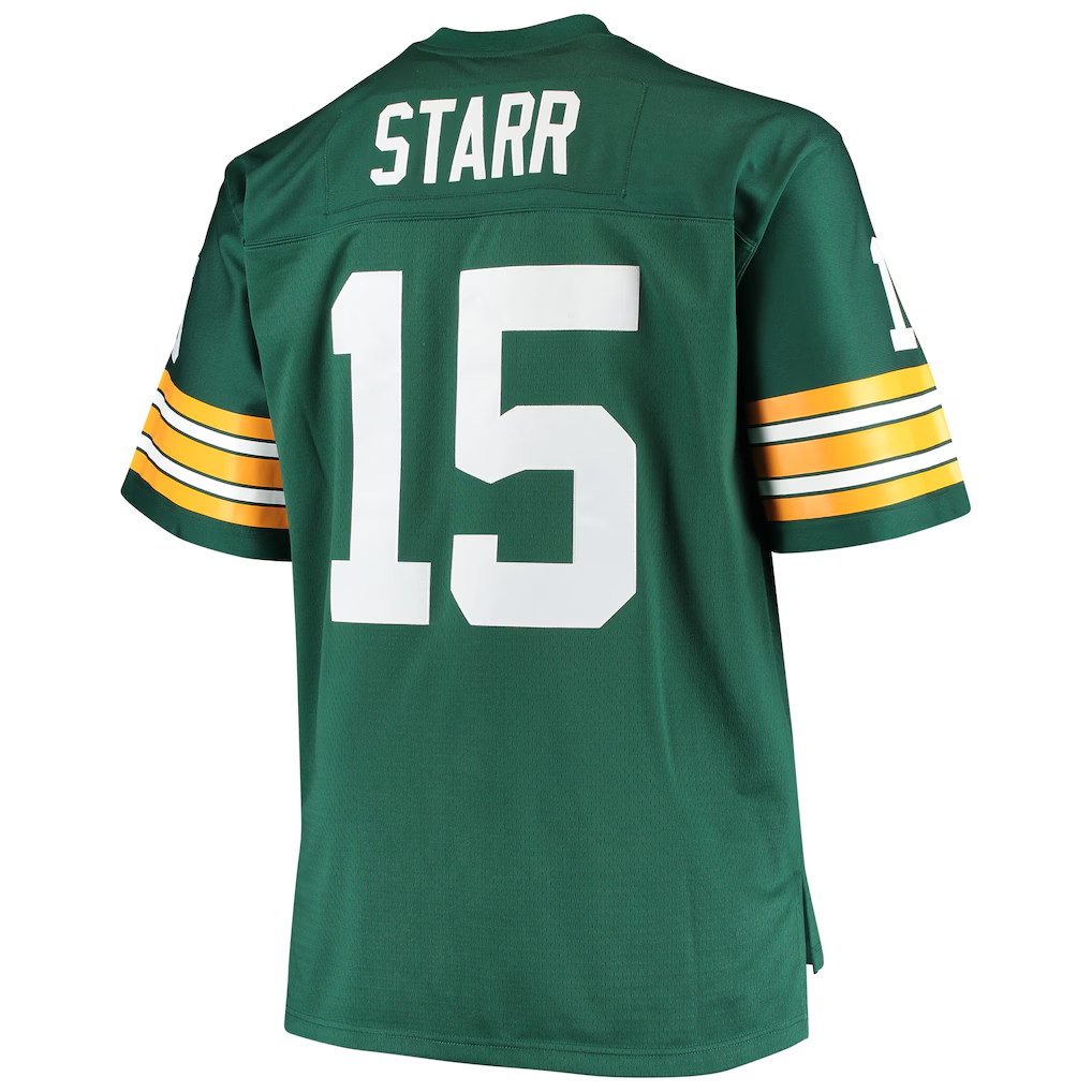 Parkc GB.Packers #15 Bart Starr Mitchell & Ness Green Big & Tall 1968 Retired Player Replica Stitched Puhic  Jersey