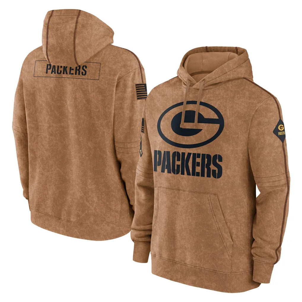 Parkc GB.Packers Brown Salute to Service Hoodies Limited Game Blank Player Stitched Jerseys