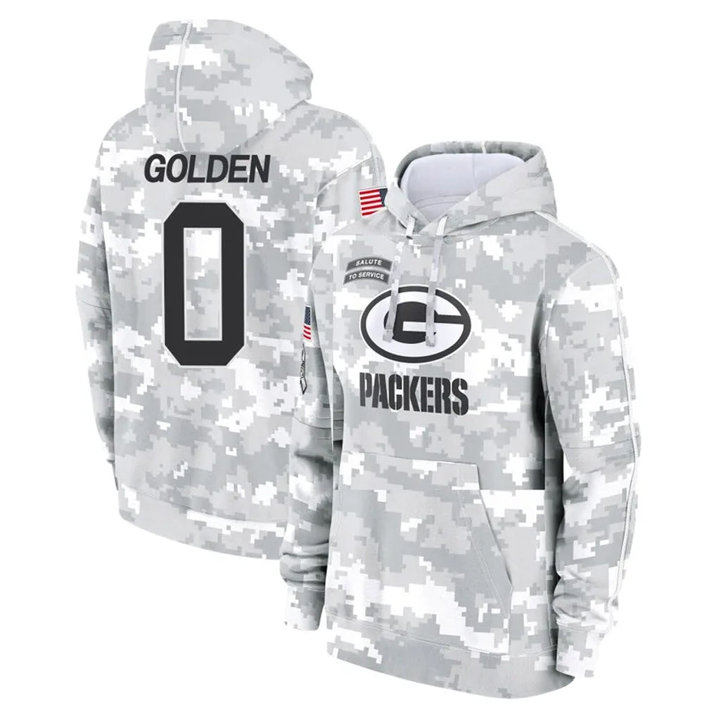 Parkc GB.Packers #0 Matthew Golden Player Arctic Camo Salute to Service Hoodies Limited Game Stitched Jerseys