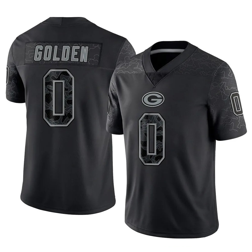Parkc GB.Packers #0 Matthew Golden Player Black Reflective Limited Home Game Stitched Jerseys