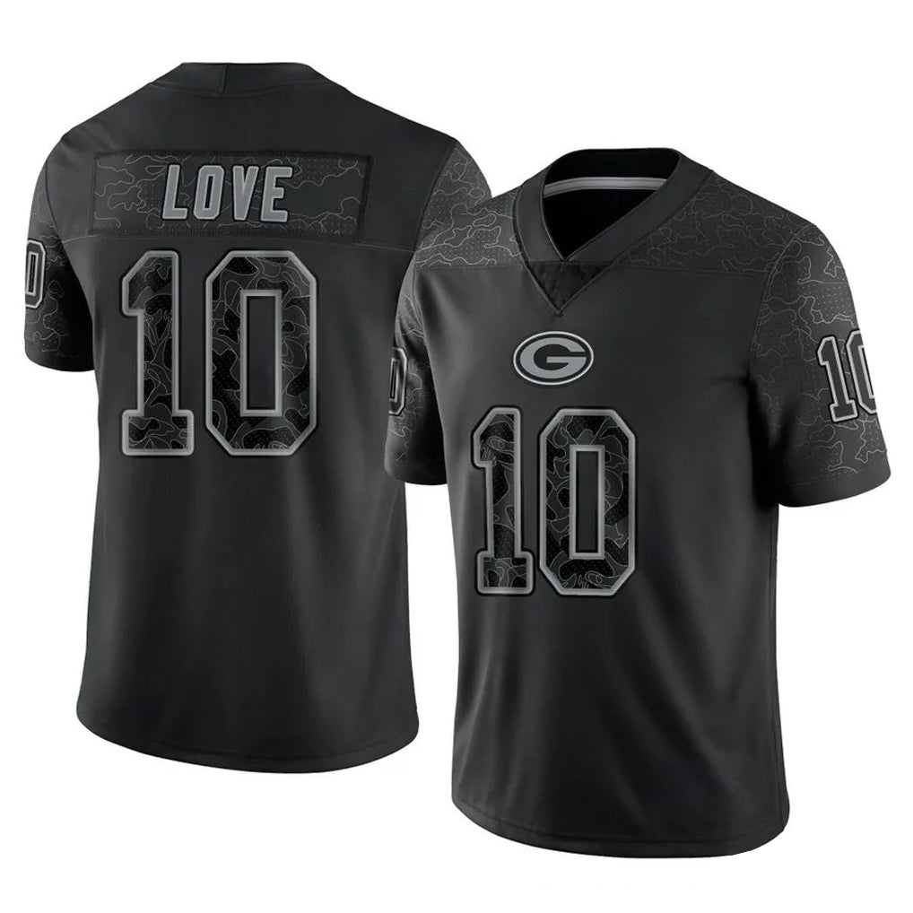 Parkc GB.Packers #10 Jordan Love Player Black Reflective Limited Home Game Stitched Jerseys