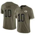 Parkc GB.Packers #10 Jordan Love Player Olive Salute To Service Limited Stitched Jerseys