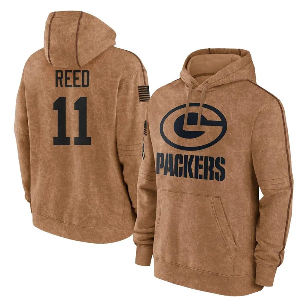 Parkc GB.Packers #11 Jayden Reed Player Brown Salute to Service Hoodies Limited Game Stitched Jerseys