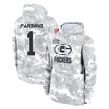 Parkc GB.Packers #1 Micah Parsons Player Arctic Camo Salute to Service Hoodies Limited Game Stitched Jerseys