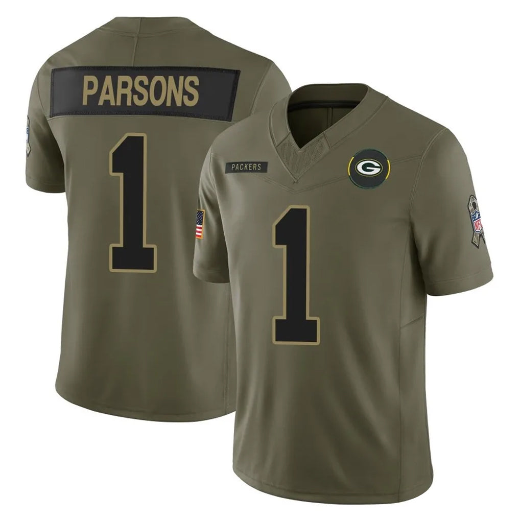 Parkc GB.Packers #1 Micah Parsons Player Olive 2025 Salute To Service Limited Home Game Stitched Jerseys