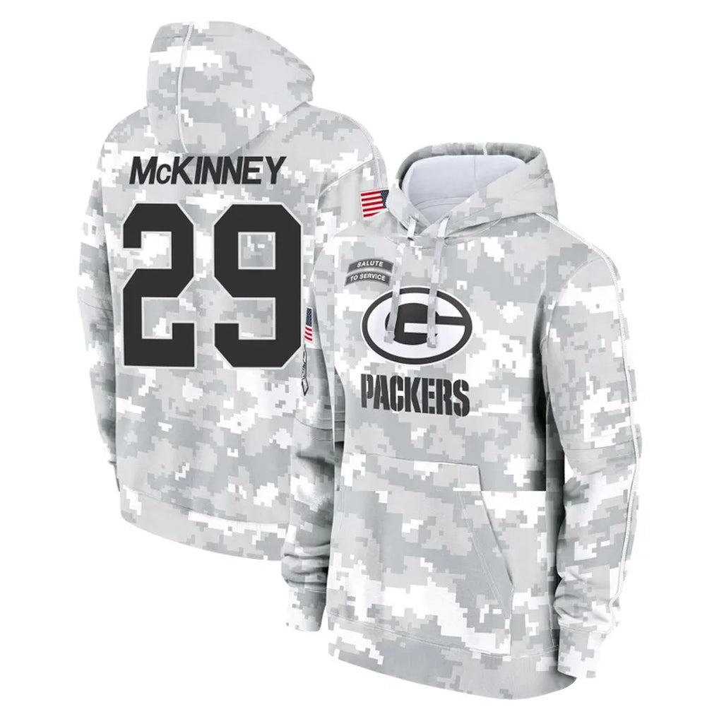 Parkc GB.Packers #29 Xavier McKinney Player Arctic Camo Salute to Service Hoodies Limited Game Stitched Jerseys