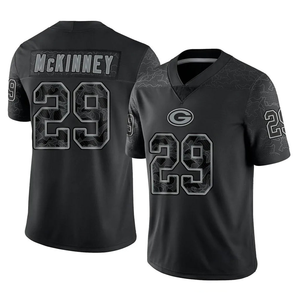 Parkc GB.Packers #29 Xavier McKinney Player Black Reflective Limited Home Game Stitched Jerseys
