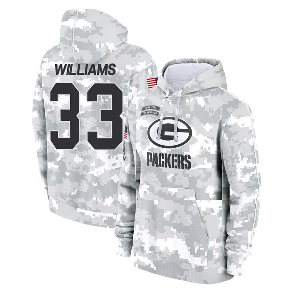 Parkc GB.Packers #33 Evan Williams Player Arctic Camo Salute to Service Hoodies Limited Game Stitched Jerseys