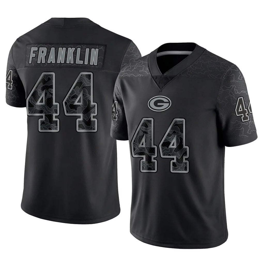 Parkc GB.Packers #44 Zaire Franklin Player Black Reflective Limited Home Game Stitched Jerseys