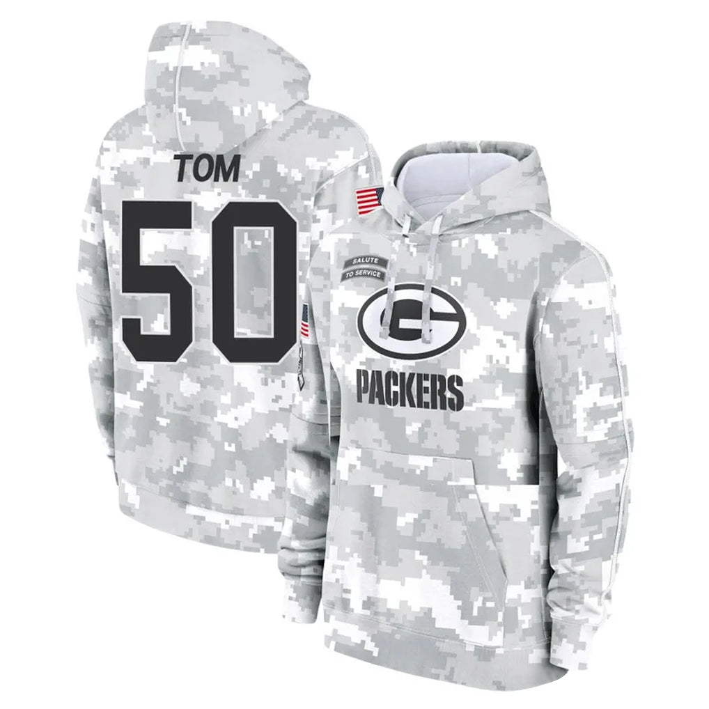 Parkc GB.Packers #50 Zach Tom Player Arctic Camo Salute to Service Hoodies Limited Game Stitched Jerseys