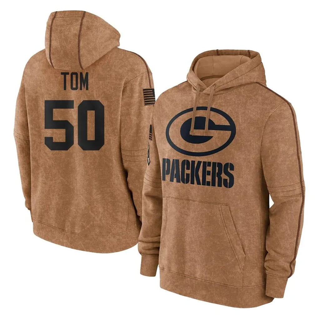 Parkc GB.Packers #50 Zach Tom Player Brown Salute to Service Hoodies Limited Game Stitched Jerseys