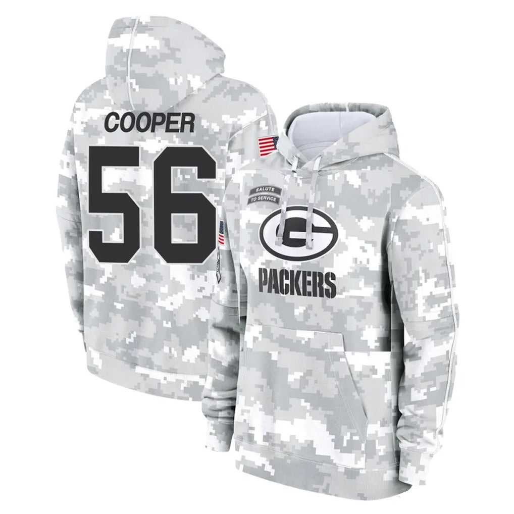 Parkc GB.Packers #56 Edgerrin Cooper Player Arctic Camo Salute to Service Hoodies Limited Game Stitched Jerseys