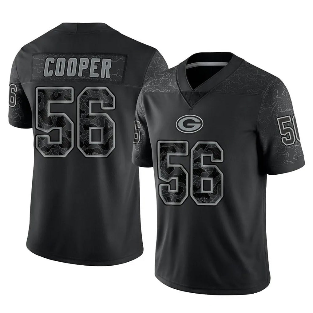Parkc GB.Packers #56 Edgerrin Cooper Player Black Reflective Limited Home Game Stitched Jerseys