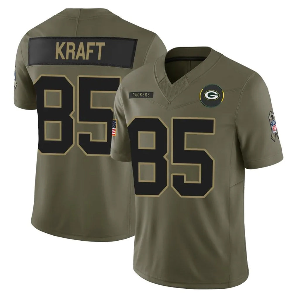 Parkc GB.Packers #85 Tucker Kraft Player Olive 2025 Salute To Service Limited Home Game Stitched Jerseys